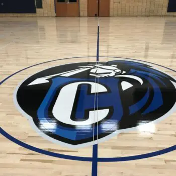 Custom gymnasium floor center design