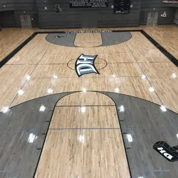 Indoor basketball court hardwood flooring